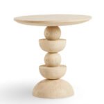 Artura Handcrafted Mango Wood Stacked Pedestal Side Table| Unique Console Design- Wooden Slice - Image 2