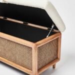 Canora rattan storage trunk with upholstered lid and natural cane panels