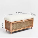 Canora rattan storage trunk with upholstered lid and natural cane panels