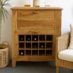 Pourlin-Handcrafted Sheesham Wood Fold-Out Bar Cabinet | Compact Home Bar Unit- Wooden Slice - Image 2