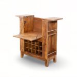 Pourlin-Handcrafted Sheesham Wood Fold-Out Bar Cabinet | Compact Home Bar Unit- Wooden Slice - Image 5