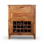 Pourlin-Handcrafted Sheesham Wood Fold-Out Bar Cabinet | Compact Home Bar Unit- Wooden Slice - Image 3