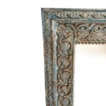 Handcrafted solid wood mirror with vintage blue distressed Sheesham frame