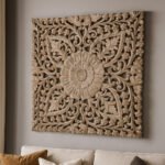 Taarini wooden wall art handcrafted from mango wood with floral carving