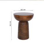 Gravilo Hand-Carved Mango Wood Pedestal Side Table| Rustic Accent End Table- Wooden Slice - Image 5