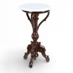 Benza -Elegant Walnut Finish Sheesham Wooden Pedestal Table| Classic End Table- Wooden Slice - Image 2