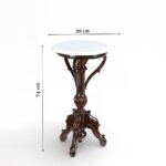 Benza -Elegant Walnut Finish Sheesham Wooden Pedestal Table| Classic End Table- Wooden Slice - Image 3