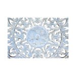 Coastal Carve Handcrafted Sheesham Wood Carved Wall Art | Distressed White Mandala Panel Decor- Wooden Slice - Image 4