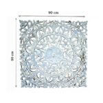 Coastal Carve Handcrafted Sheesham Wood Carved Wall Art | Distressed White Mandala Panel Decor- Wooden Slice - Image 5