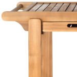 Rasira handcrafted Sheesham wood serving trolley with slatted shelves and wine glass rack