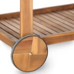 Rasira handcrafted Sheesham wood serving trolley with slatted shelves and wine glass rack