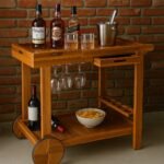 Rasira Sheesham Wood Serving Trolley for Outdoor Entertaining