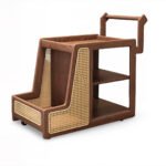 Rasvahan handcrafted solid wooden wine cart made from Sheesham wood with natural cane detailing
