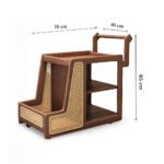 Rasvahan handcrafted solid wooden wine cart made from Sheesham wood with natural cane detailing