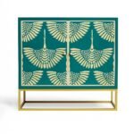 Rasika Luxury Sheesham Wood Bar Unit with Brass Inlay – Wooden Bar Cabinet - Image 2