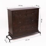 Solid Sheesham wood chest of drawer with cane design