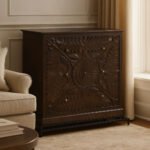 Solid Sheesham wood chest of drawer with cane design