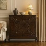 Solid Sheesham wood chest of drawer with cane design
