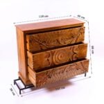 Rawin Hand-Carved Chest of Drawer | Floral & Leaf Motif Console Table - Image 6