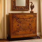 Rawin chest of drawers handcrafted from solid Sheesham wood with floral carvings