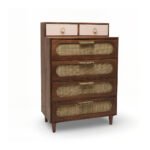 Tallcraft Rattan Tall Chest of Drawers | Handcrafted Mango Wood & Cane Cabinet - Image 2