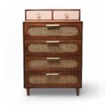 Tallcraft Rattan Tall Chest of Drawers | Handcrafted Mango Wood & Cane Cabinet - Image 3