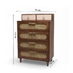 Tallcraft Rattan Tall Chest of Drawers | Handcrafted Mango Wood & Cane Cabinet - Image 4