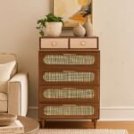 Handcrafted wooden chest of drawers made from solid Sheesham wood