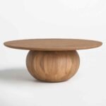 Aurea Round Sheesham Wood Coffee Table with sculptural pedestal base