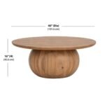 Aurea Round Sheesham Wood Coffee Table with sculptural pedestal base