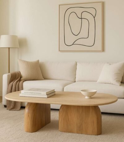 Belvoro Handcarved Coffee Table – Solid Mango Wood Center Table for Sitting Room