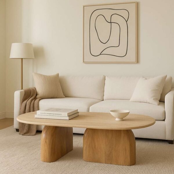 Belvoro Handcarved Coffee Table – Solid Mango Wood Center Table for Sitting Room