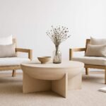 Elvora Handcarved Mango Wood Coffee Table with Round Base