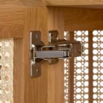 Grivano Handcarved Console Table in Solid Sheesham Wood with Cane Doors