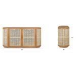 Grivano Handcarved Console Table in Solid Sheesham Wood with Cane Doors