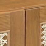 Grivano Handcarved Console Table in Solid Sheesham Wood with Cane Doors
