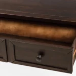 Handcarved Sheesham Wood Console Table with Storage Drawers & Shelf