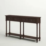 Handcarved Sheesham Wood Console Table with Storage Drawers & Shelf