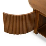 Coffee Table for Living Room with Storage – Solid Wood Oval Design