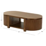 Coffee Table for Living Room with Storage – Solid Wood Oval Design
