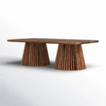 Wooden Coffee Table & Center Table with Twin Conical Base – Modern Design