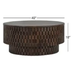 Kavaro Handcarved Coffee Table – Solid Sheesham Wood Round Centre Table - Image 8