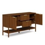 Orrica Handcrafted Wooden Sideboard with Ribbed Doors and Brass Handles
