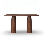 Lureva Handcarved Console Table in Solid Sheesham Wood with Sculptural Pedestal Design