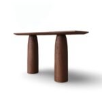 Lureva Handcarved Console Table in Solid Sheesham Wood with Sculptural Pedestal Design