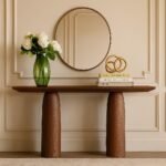 Lureva Handcarved Console Table in Solid Sheesham Wood with Sculptural Pedestal Design