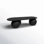 Modern black coffee table with unique sculptural sphere base
