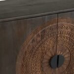 Morvian Wooden Console Table in Mango Wood with Handcarved Circular Design