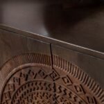 Morvian Wooden Console Table in Mango Wood with Handcarved Circular Design