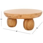 Orvian handcrafted round solid wood coffee table with sculpted legs